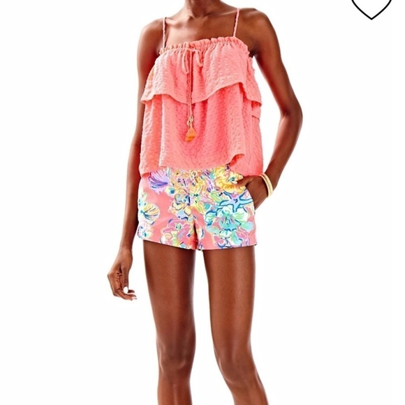 LILLY PULITZER Dahlia Top Peachy Pink Spaghetti Straps Size XS NEW - Picture 3 of 9